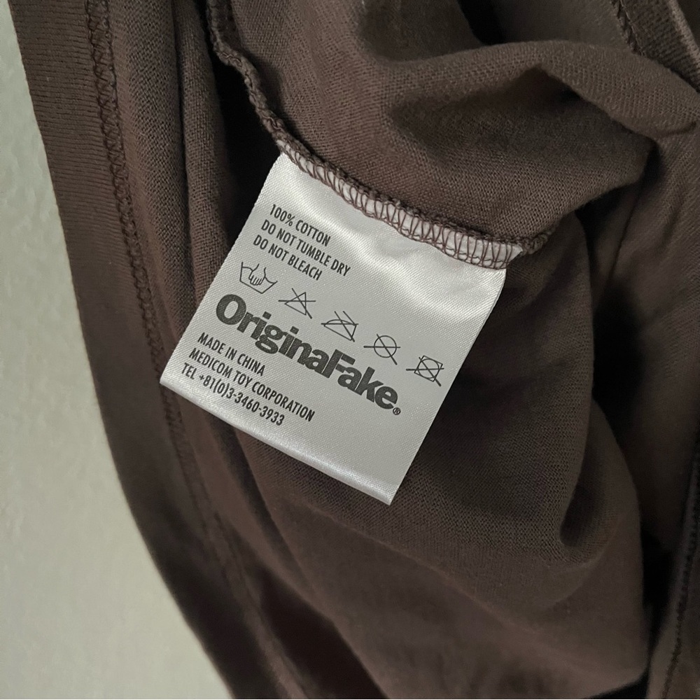 ORIGINAL FAKE sz 3 US sz M BROWN Eyes Tee Tshirt Medicom Toy KAWS - Picture 6 of 11